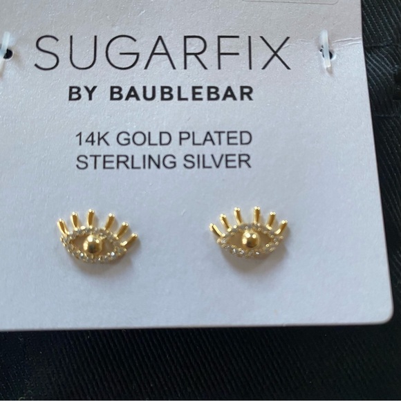 HP Sugarfix Baublebar Delicate Crystal 14K Gold Evil Eye NWT - Picture 5 of 7